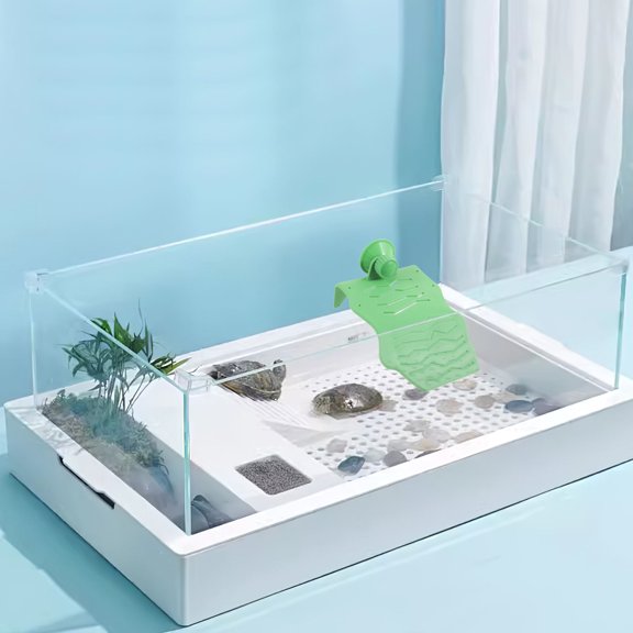 Milisten Green Plastic Turtle Basking Platform and Reptile Ramp for Aquarium Decor and Habitat Enhancement