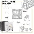 thumbnail image 2 of BEBERLINI Women Stud Earrings Cubic Zirconia Silver Plated Brass Fashion Jewelry Square, 2 of 7