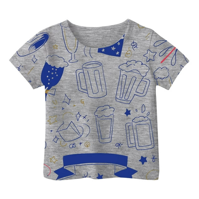 NINGMENG Juniors Filles Hauts et T-Shirts Été Imprimé Dessin Animé Col Rond Manches Courtes Ample Décontracté Extérieur Sports Chandail T-Shirts Vêtements de Sport, Gris, 12-13 Ans