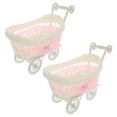 thumbnail image 2 of Eease 2pcs Wicker Stroller Rattan Basket for Baby Shower Decoration Pink, 2 of 5