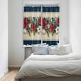 thumbnail image 4 of Blue Christmas Kitchen Curtains 63 Inch Length, Farmhouse Curtains & Drapes, Xmas Botanical Poinsettia Balls Rod Pocket Window Curtains for Living Room/Bedroom/Bathroom, 42" x 63", 2 Panels, 4 of 5