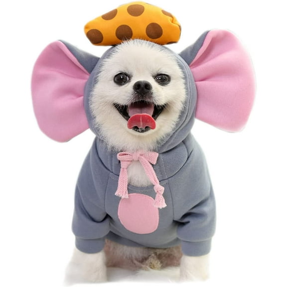 BT Bear Pet Clothes, Dogs Hooded Sweatshirt Fruit Warm Coat Sweater Cold Weather Costume for Puppy Small Medium Large Dog Gray Mouse XS