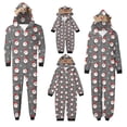 thumbnail image 3 of Odeerbi Christmas Onesie Pajamas for Family Holiday Sleep Jumpsuit Long Sleeve Family Christmas Pajamas Matching Sets Mom Fashion Lattice Print Plush Jumpsuit Sleepwear PJs Set Gray, 3 of 6