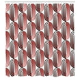 thumbnail image 3 of Ambesonne Modern Art Shower Curtain, Abstract Ellipse Curves, 69"Wx70"L, Vermilion White, 3 of 3