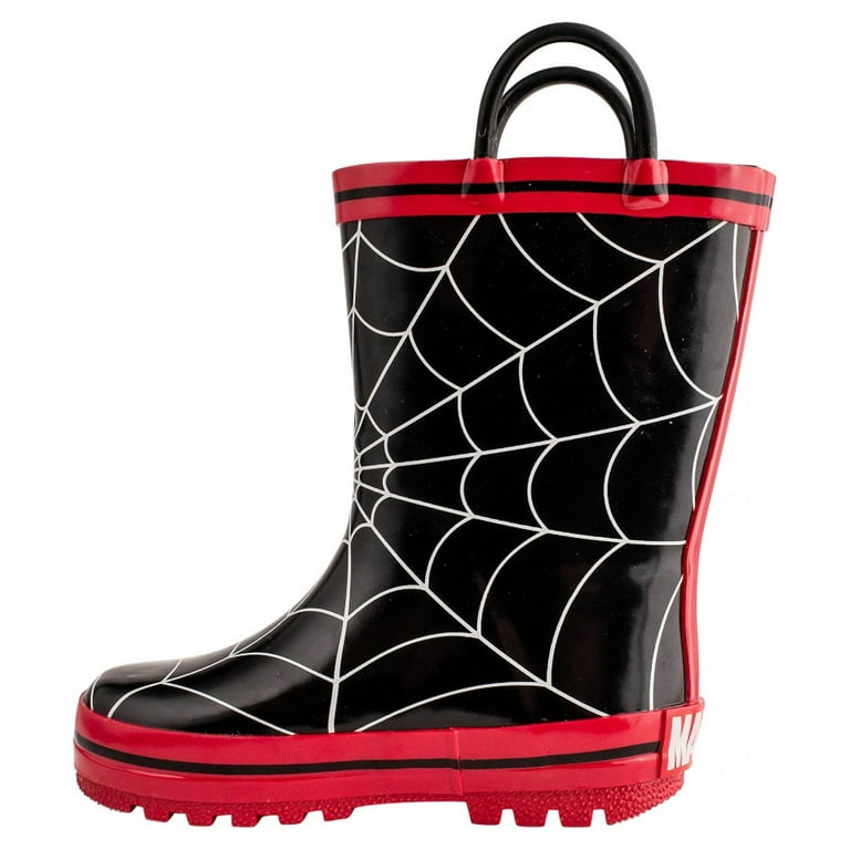 Marvel Boys' Waterproof Rain Boot, Mid-calf with Pull Handles