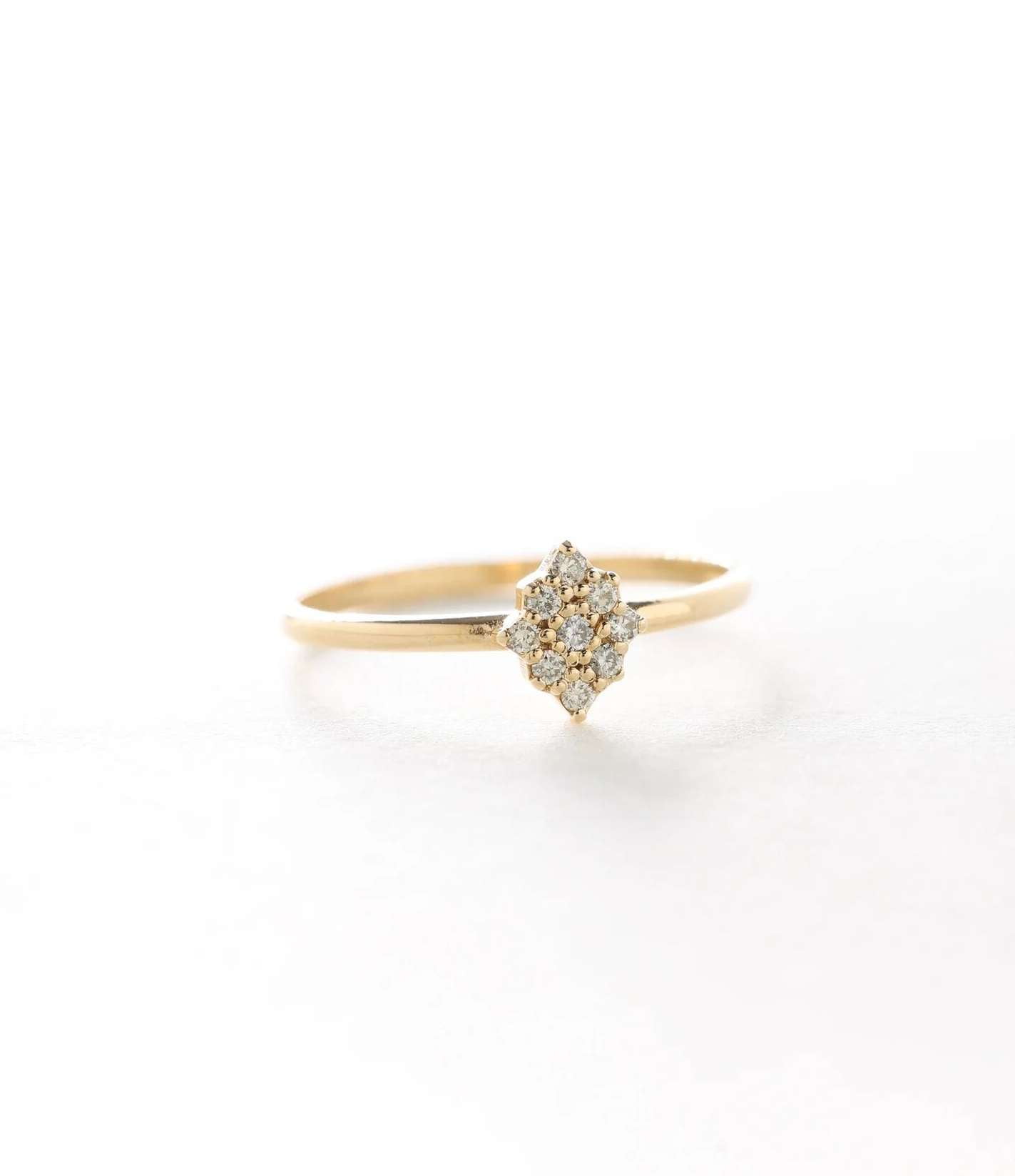 Jewelerix Delicate Cluster Diamond Ring in 10K Gold Vermeil Ring, Dainty Minimalist Engagement or Promise Jewelry Gift for Women, Elegant Everyday Design