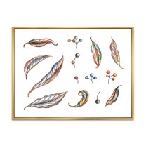 Designart 'Leaves and Berries Of Wild Grapes' Bohemian & Eclectic Framed Canvas Wall Art Print