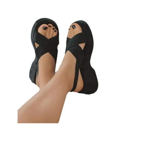 

Bellella Women Wedge Sandals Cross Strap Wedges Summer Platform Sandal Comfort Casual Shoe Party Work Dress Shoes Black 7.5