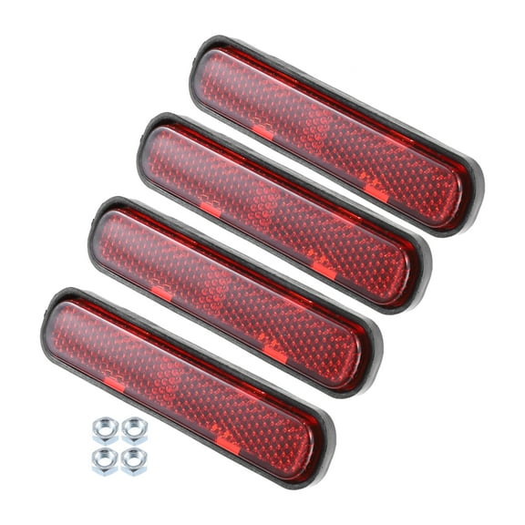 4 Pcs M5x0.8 Red Plastic Universal Rectangular Screw Mount Reflective Warning Reflector for Motorcycle