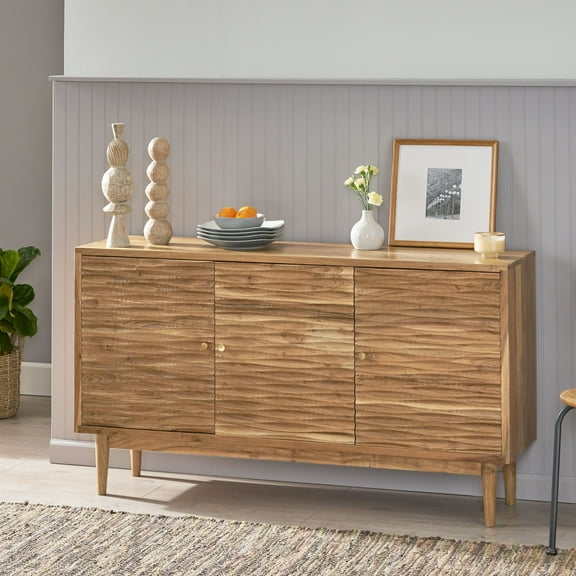 Handmade Natural Wood Sideboard - 3 Door Storage Solution With Doors Enhances Your Interior