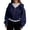 Navy, variant on SNKSDGM Women Solid Cropped Full Zip Up Hoodie Jacket, Oversized Long Sleeve Drawstring Sweatshirt With Patch Pockets Casual Street Outer Tops Navy XL