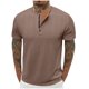 thumbnail image 1 of Camisetas Elvqul para Hombre Liso Casual Manga Corta Caqui Algodón Deportivas Abotonada Cuello Redondo, 1 of 5