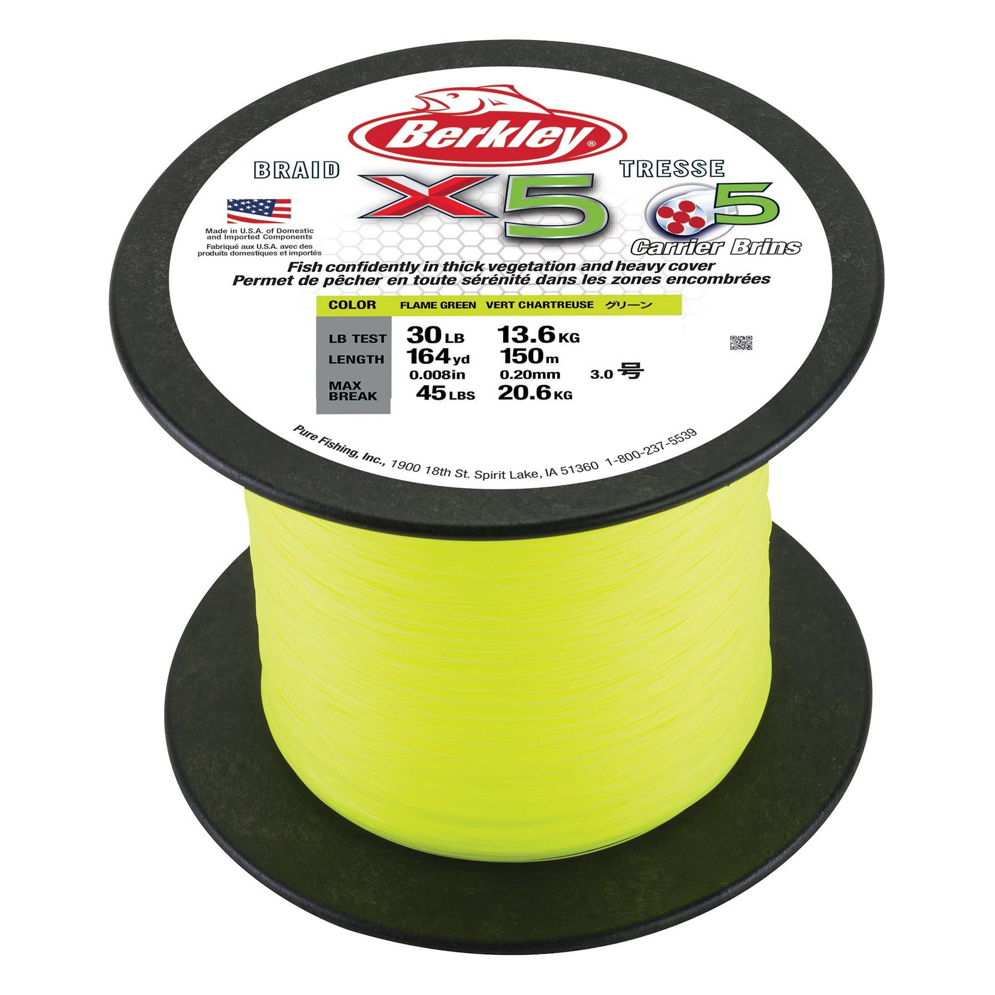 Berkley x5 Braid Fishing Line, Crystal, 20 lb Test Strength, 328 yd