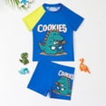 thumbnail image 2 of 2DXuixsh 2 Pcs Boys Bathing Suit Two Piece Rash Guard Swimsuits Sets Children's Boys' Split Short Sleeved Swimsuit Set Hot Spring Beach Swimsuit Primary School Student Swimsuit Blue Size 7Y, 2 of 8
