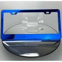 Regular Style Powder Coated Candy Blue Stainless Steel License Plate Frame with Aluminum Screw Cap