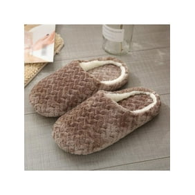 Women Lady Indoor Slippers Cotton Warm Bedroom Furry Slippers Anti-Slip Shoes