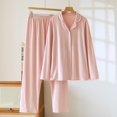 thumbnail image 2 of Women's Modal Pajama Set Button Down Sleepwear Long Sleeve Top and Pants Lace Collar Petite 2025 Fall Outfits, 2 of 7