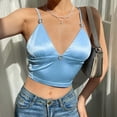 thumbnail image 5 of Timegard Tank Top for Women Deep V Neck Spaghetti Strap Camis Sleeveless Ruched Slim Comfy Satin Tee, 5 of 9