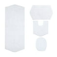 thumbnail image 4 of Home Weavers Waterford Collection 100% Cotton Non-Slip Bathroom Rug Set Machine Washable Toilet Lid Cover, U Shaped Contour, Bathroom Rug, Runner, White Color 4 Piece Bath Rug set, 4 of 8