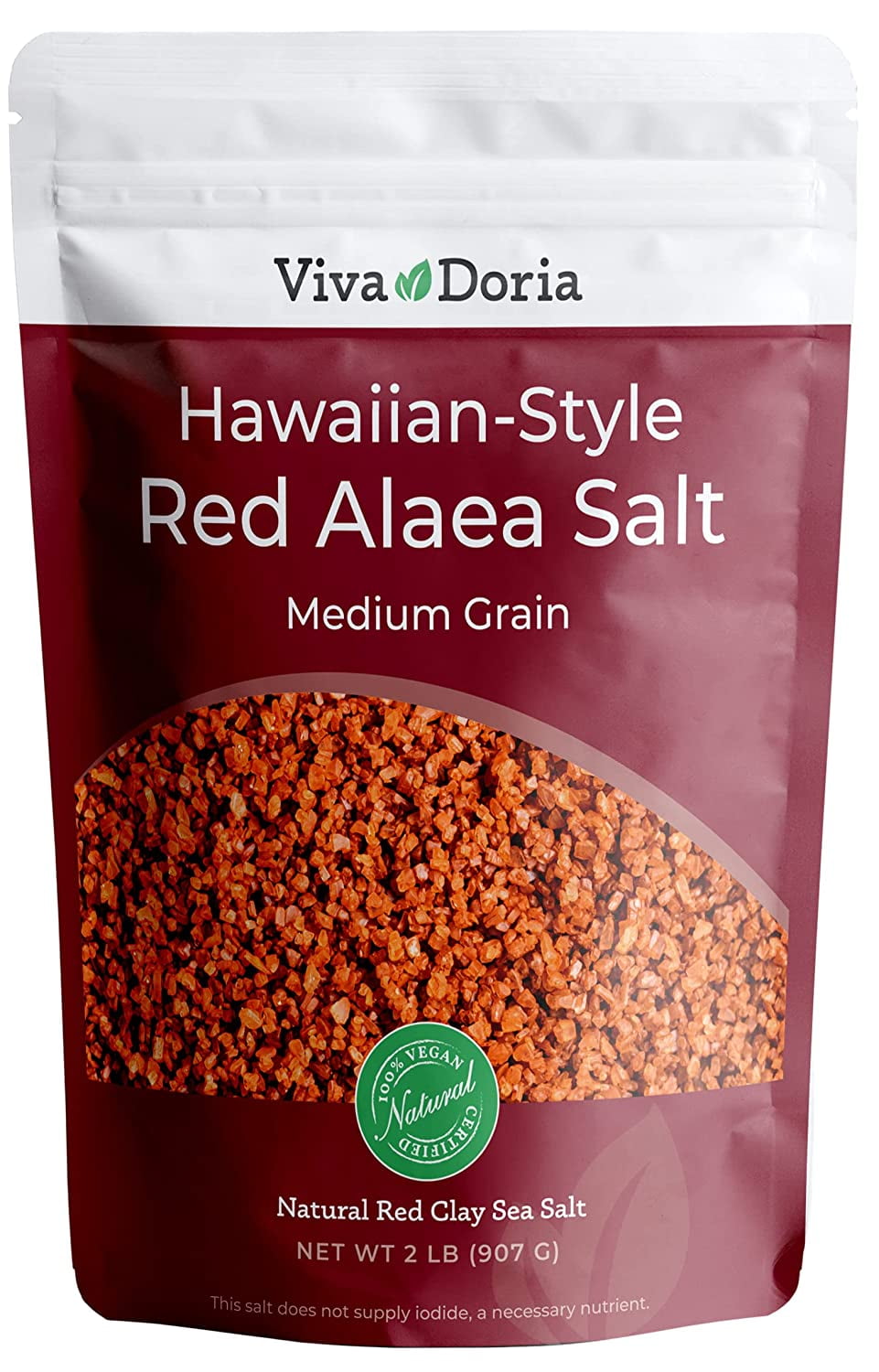 Viva Doria Hawaiian Red Alaea Sea Salt, Medium Grain, 2 lb (907 g