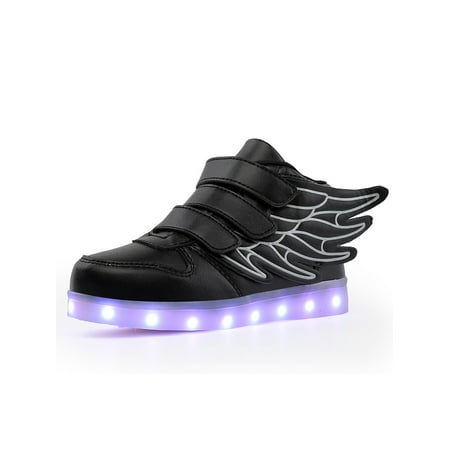 

Gomelly Boys Girls Trainers LED Light Running Shoe Luminous Sneakers Flashing Skate Shoes Outdoor Black 1Y