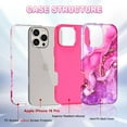 thumbnail image 2 of CASEFIV for iPhone 16 Pro Case,Marble Pattern 3 in 1 Heavy Duty Shockproof Rugged Hard PC+Soft Silicone Drop Protective Girls Women Cover,Rose Red, 2 of 6
