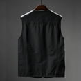 thumbnail image 4 of LODIENY Men's Plus Size (XS-5XL) Cotton Linen Utility Vest Button Up V Neck Casual Outdoor Waistcoat with Multi Pockets Black XS, 4 of 4