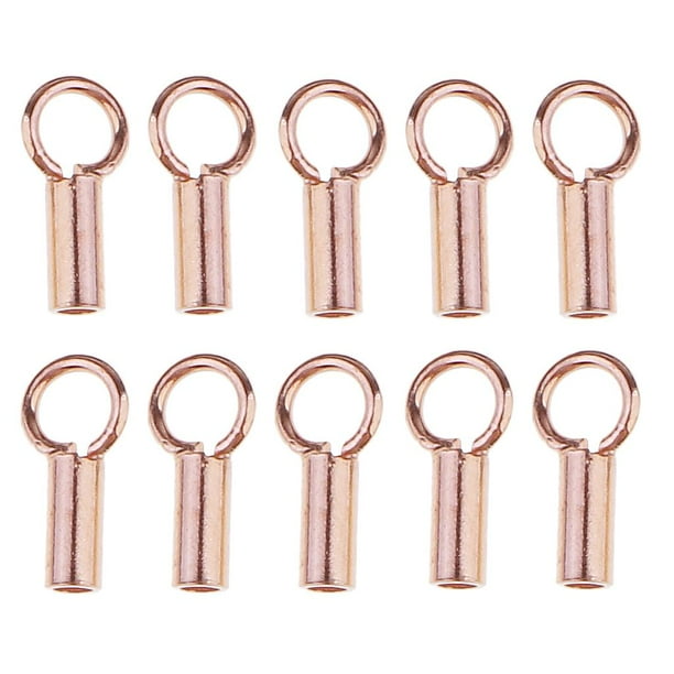 10 cuentas de plata de ley 925 para bisutería, con extremos de tubo y tapas de cordón. Oro rosa
