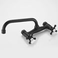 thumbnail image 4 of Sumerain Wall Mount Kitchen Sink Faucet, 6-Inch Adjustable Center Sink Faucet, 2 Cross Handles Kitchen Sink Tap, Matte Black, 4 of 13