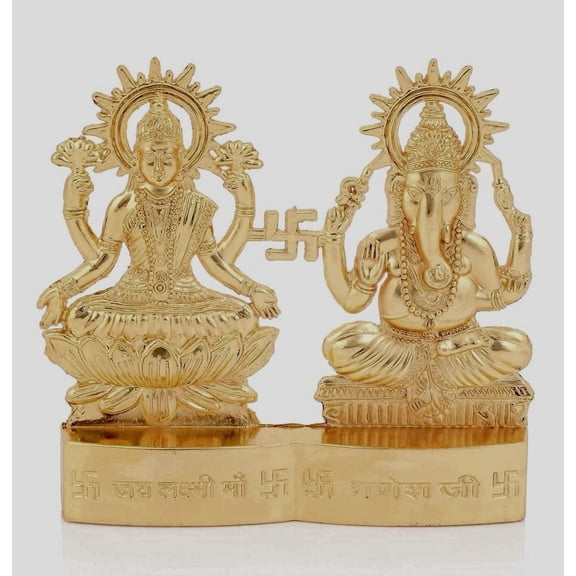 MASSIVE MART Laxmi Ganesha Statue - Lakshmi Ganesh Murti For Mandir Home, Diwali Gift Idol Murti Set For Hindu Pooja, Home Mandir Indian Diwali Puja Pujan Decoration Housewarming