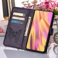 thumbnail image 6 of for Samsung Galaxy S22 Ultra 6.8 Inch Wallet Case with Card Slots Holder Magnetic Clasp Kickstand Flip Folio Cover, Luxury Soft TPU Shockproof Bracket Wrist Strap Protective Phone Case,Purple, 6 of 10