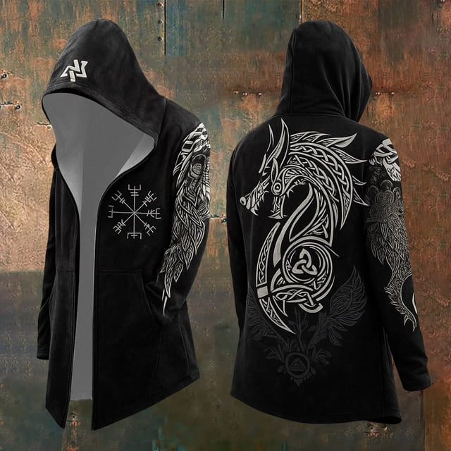 Cardigan à Capuche Imprimé Médiéval pour Tenue Décontractée et Activités Extérieures Cardigan pour Hommes
