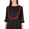 thumbnail image 7 of Bimba Women Black Red Rayon Tunic 3/4 Sleeve Kurta Kurti Casual Summer Clothing, 7 of 7