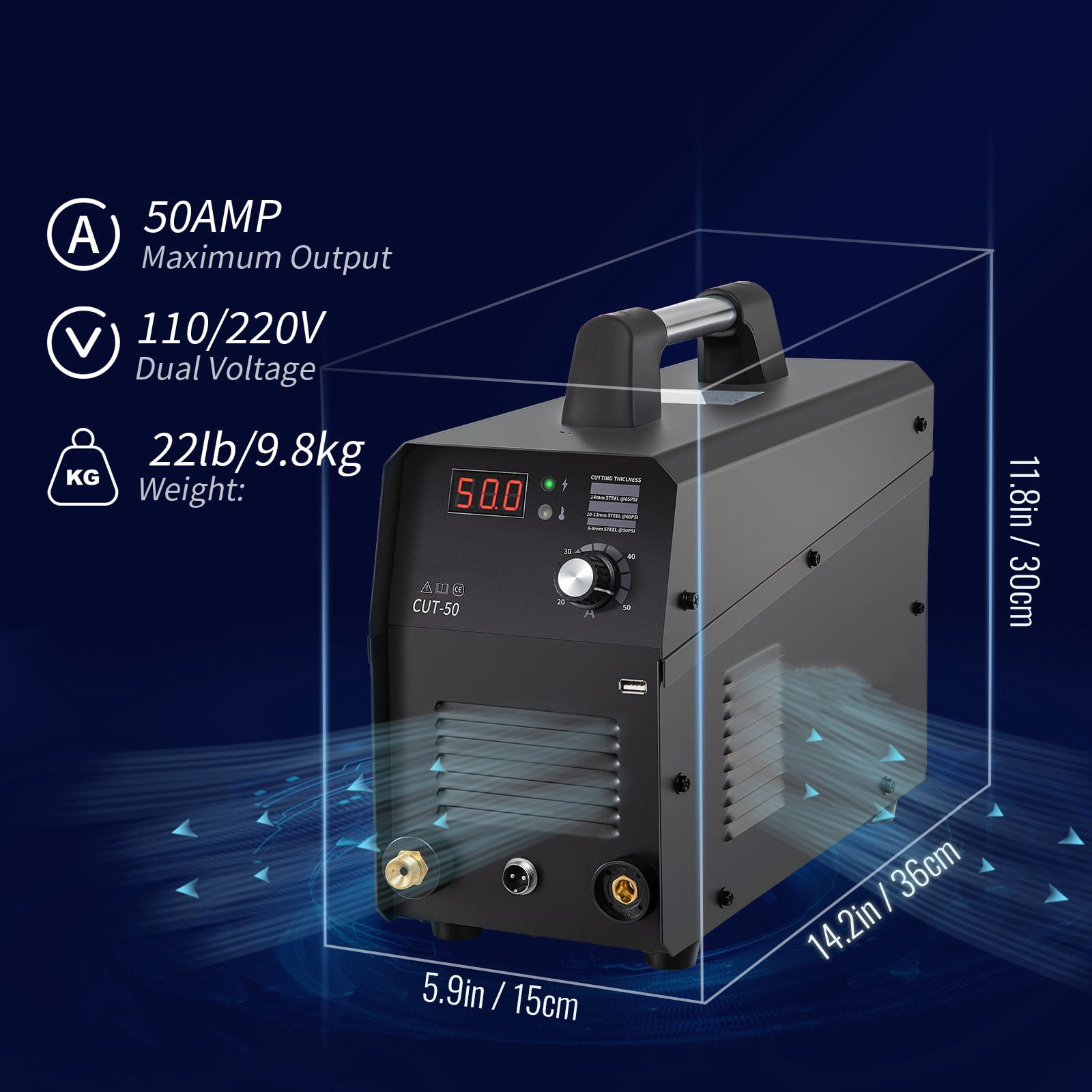 BENTISM CUT-50 50 Amp Plasma Cutter, 110V/220V with IGBT Technology