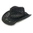 thumbnail image 1 of Women/man Hand Made Pierced Cowboy Hat Wide Brim Sun Hat-black, 1 of 5