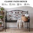 thumbnail image 5 of CBJCBJ 42" Waterproof Outdoor Bench ,Indoor Entryway Stools with Metal Rose Design, for Gardens/ Lawns,Black, 5 of 8