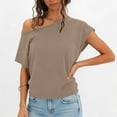 thumbnail image 2 of YUGYXL Womens Cinched Waist Off The Shoulder Tops Dolman Sleeve Banded Bottom Tee Shirts Casual Loose Summer Outfits Khaki Top L, 2 of 9