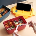 thumbnail image 4 of Toystoory Fiambrera con forma rectangular, horno microondas, resistente al calor, mantenimiento fresco con cuchara, palillos, vajilla sellada para el hogar Cocina y Comedor Rojo Toystoory HA070048-03, 4 of 6