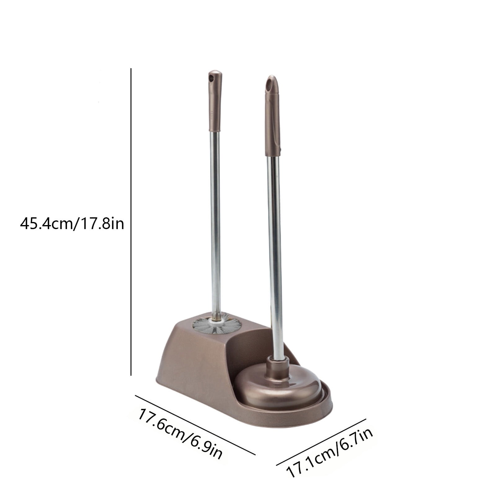 Nkmbld Toilet Brush with Hard Bristles Bathroom Cleaning Brush with Base Kit Compact Toilet Cleaner Brush Long Handle for Bathroom Cleaning, Brown