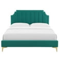 thumbnail image 6 of Modway Sienna Performance Velvet Full Platform Bed in Teal, 6 of 10