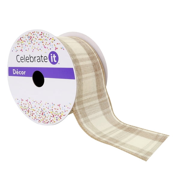 12 Pack: 2.5" x 25ft. Wired Plaid Ribbon by Celebrate It Decor