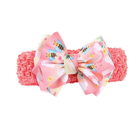 

Aayomet Toddler Baby Girls Flower Headband Floral Prints Bowknot Elastic Hair Band For Infant Giant Hair Bow