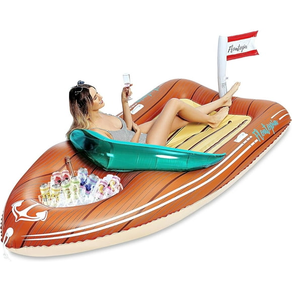 ParentGiant Boat Pool Float with Cooler - Inflatable Boat Funny Pool Floats Raft with Reinforced Cooler, Lounge Floaties Beach Lake Toys fun in summer Swimming Pool Party Decorations for Kids & Adults