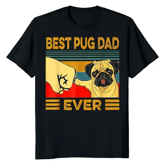NEW LIMITED Best Pug Dad Ever Retro Father Funny Novelty Tee M-3XL Fast Shipping