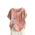 thumbnail image 2 of JUNWELL Hauts pour Femmes en Liquidation Mode Été Ample Imprimé Col Rond T-Shirt Manches Courtes Blouse Décontractée, 2 of 6