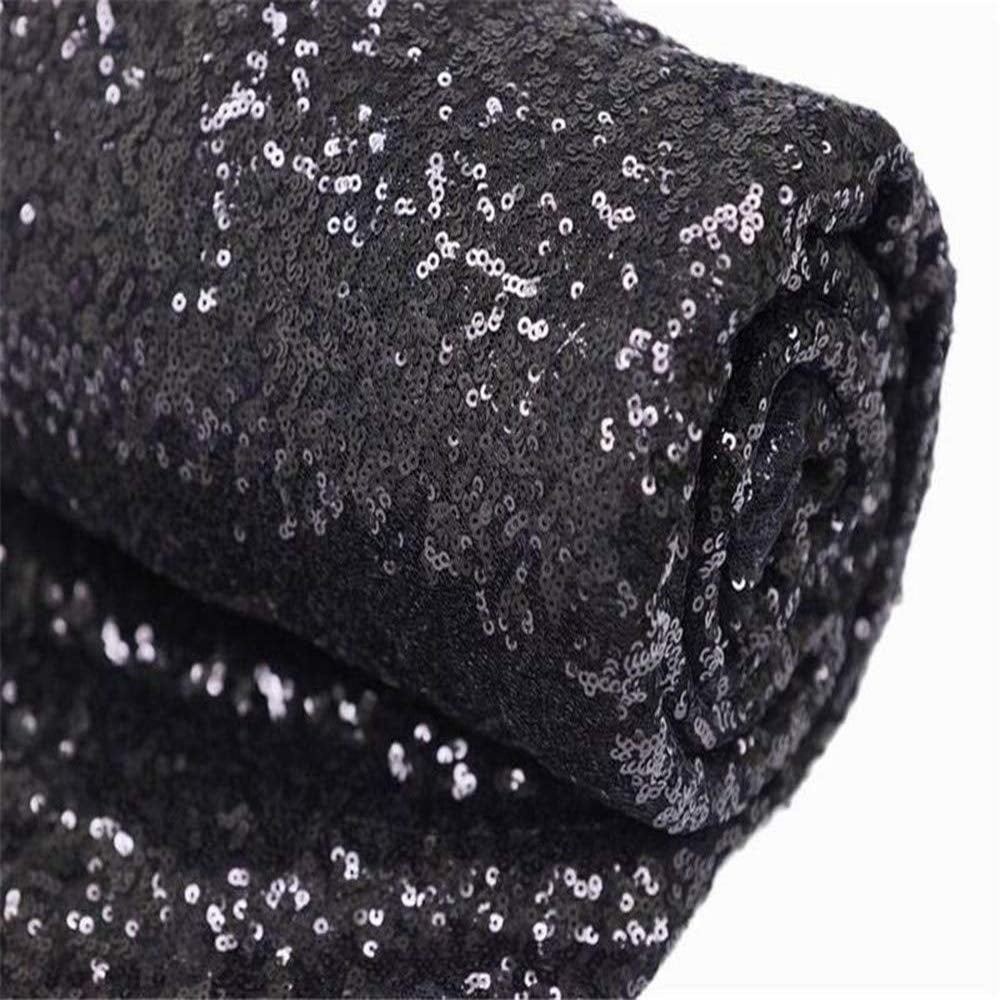 AK TRADING CO. Sparkly Glitz Sequins Beaded Fabric - by The Yard - Perfect for Decor, Home, Clothing, Event Decor, DIY Arts & Crafts and More. - Black, 25 Yards