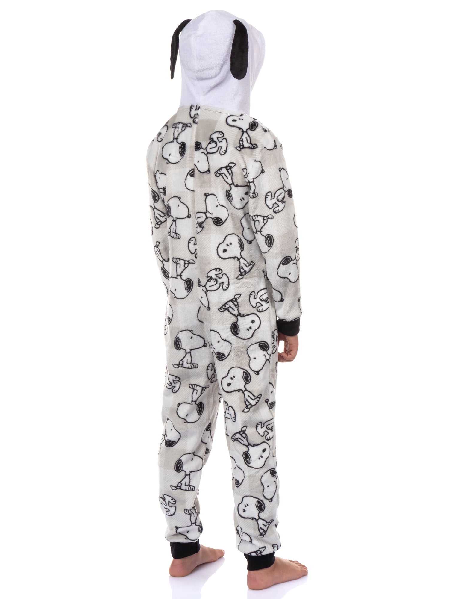 Peanuts Unisex Kids Snoopy Plaid Matching Family Pajamas One Piece, Sizes 4-16