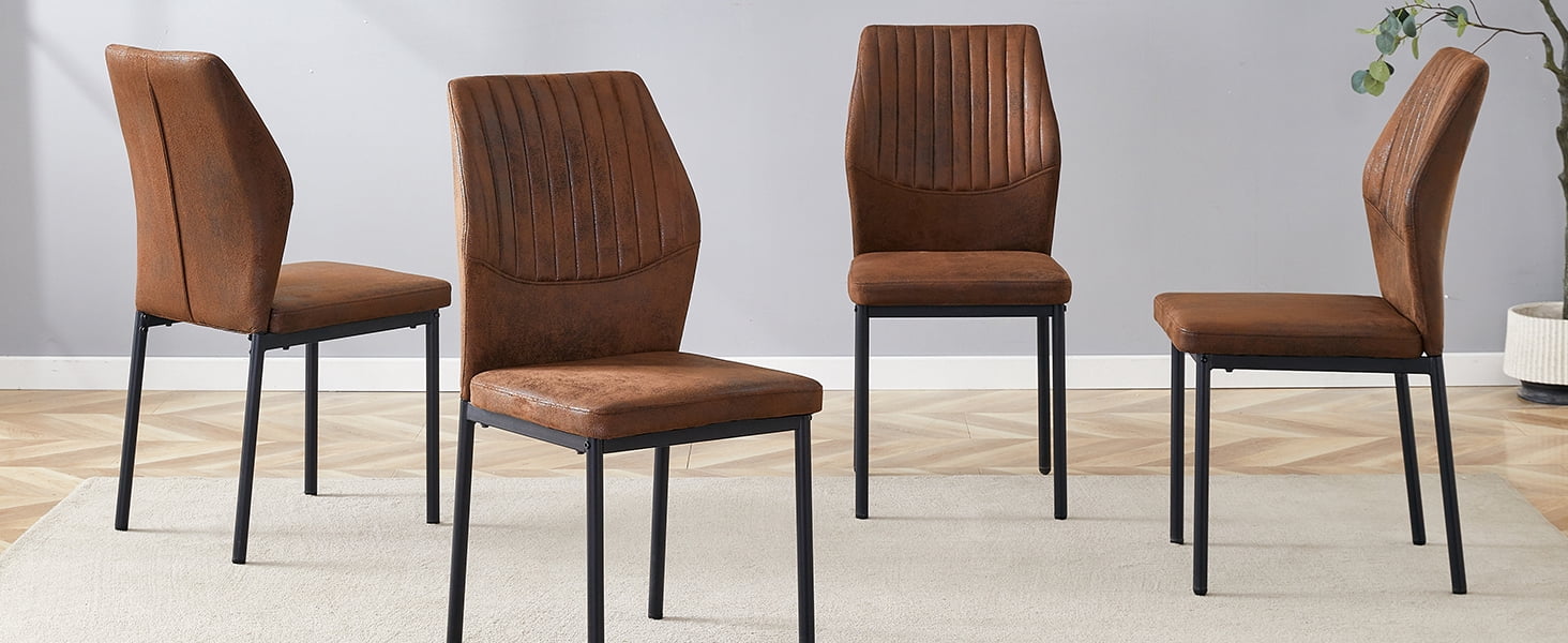 Noble House Light Luxury Chair - A set of 4 comfortable brown technology fabric dining chairs