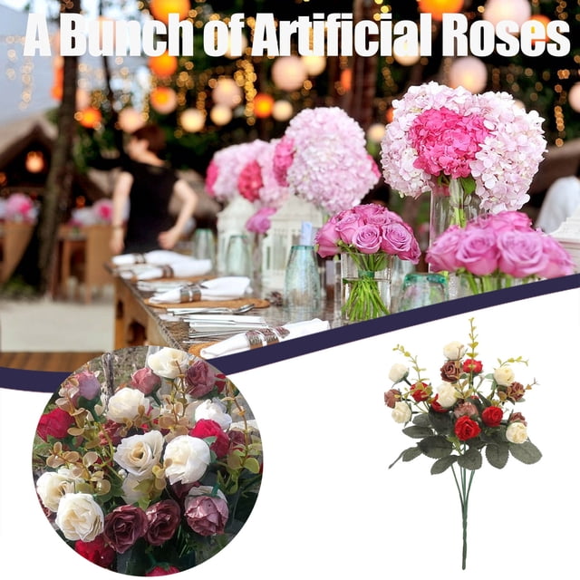 onlyliua Ofertas Del Día Liquidación Prime Canadá Ramo de Rosas Artificiales Compuesto Por 7 Ramas y 21 Rosas de Seda.