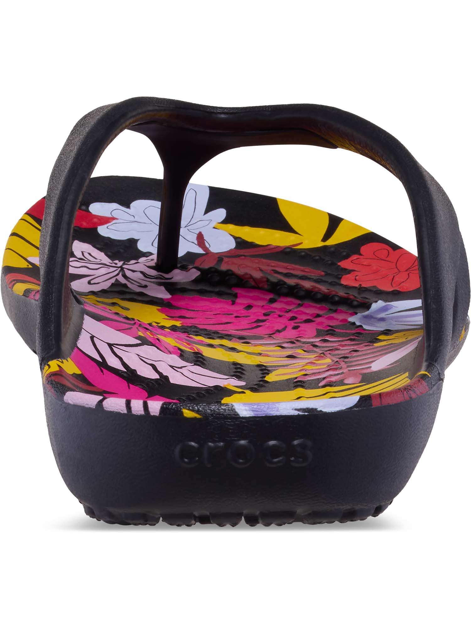 Women's Crocs Kadee II Black Floral Print Flip Flop Sandal